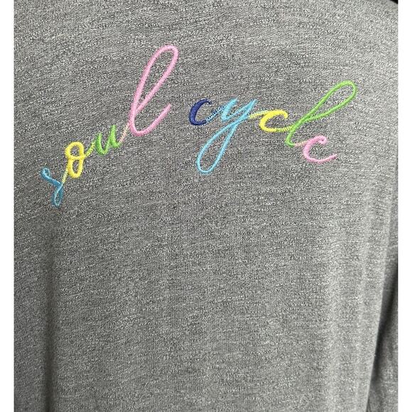 Monrow + Soul Cycle Rainbow Embroidered Crewneck Lightweight Gray Shirt Small - Picture 5 of 9